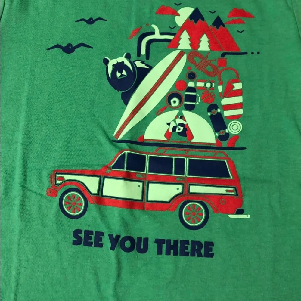 GAP Green Graphic Tee with Adventure Camping Medium boys